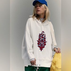 Free People Sprint To The Finish Chenille Logo Hoodie